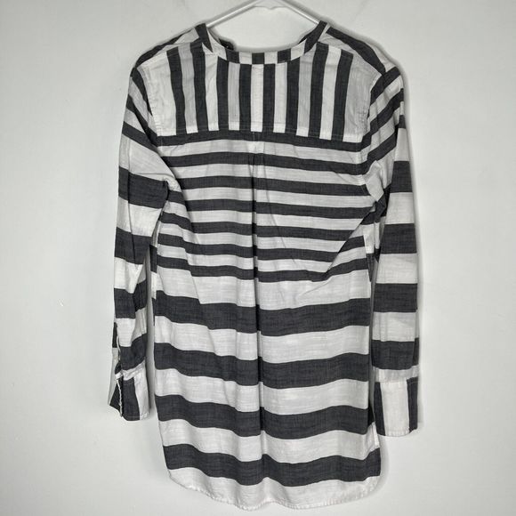 Merona Striped Tunic Top 100% Cotton Dark Gray & White Medium - Picture 11 of 11